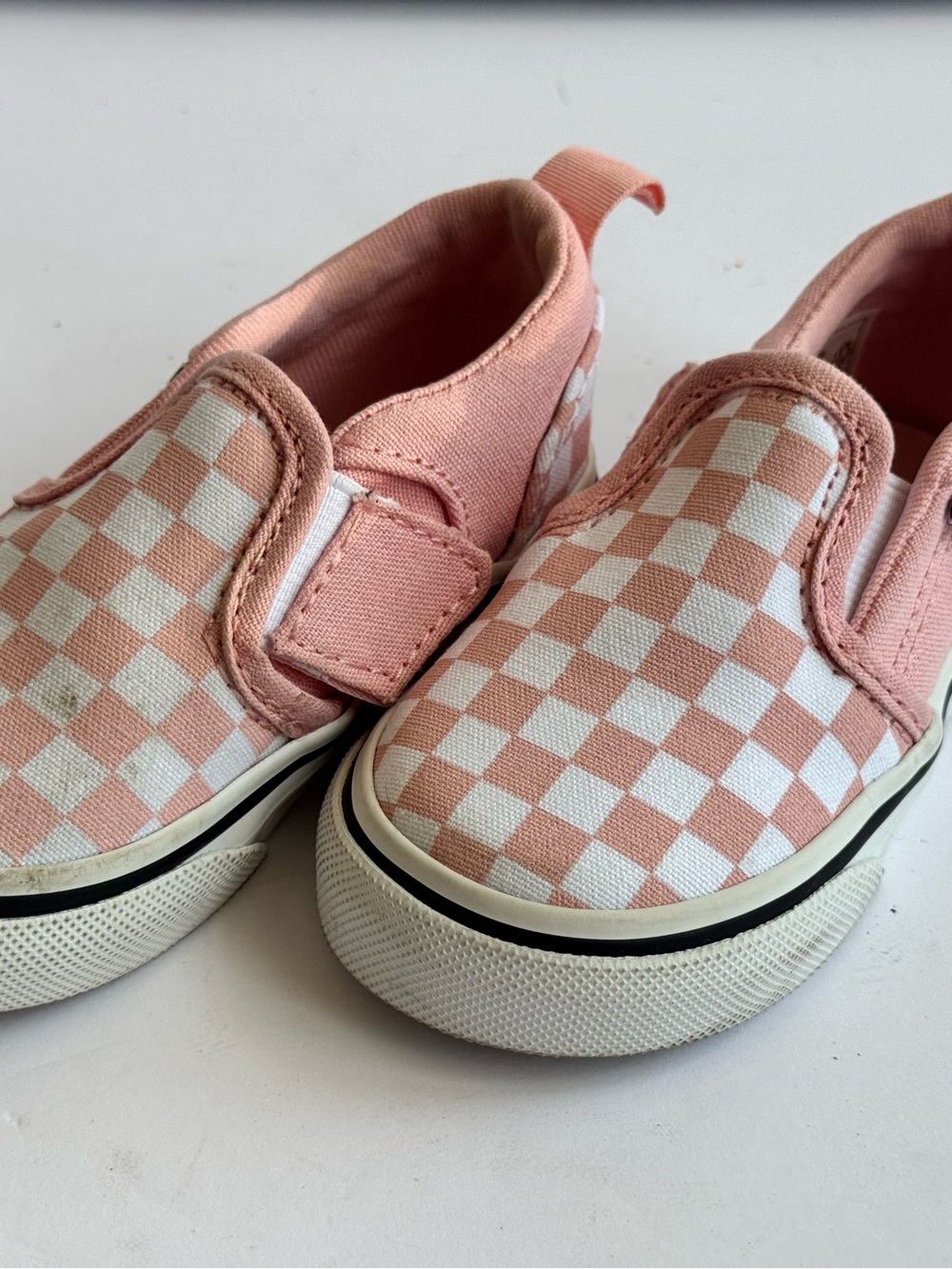 Vans Kids Pink and White Checkerboard Slip-On Sneakers